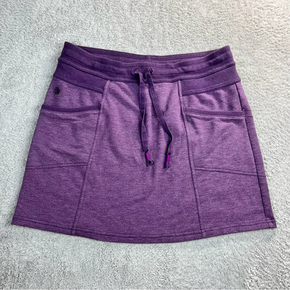 Athleta Bay Beach Skirt Purple Medium Drawstring Waist, Pockets, Casual Athletic